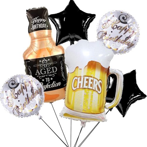 Beer Cup Balloons Set of 6 Whiskey Bottle Beer Mug Shape Balloons Summer Party, Beer Festival, Birthday Party