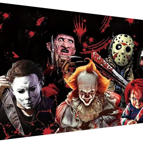 Halloween Diamond Art Kits for Adults,5D Full Round Diamond Horror Diamond Painting Kit, Large Dots Diamond Painting for Beginners, DIY Beads for Home Wall Decor, 27.5" x 15"