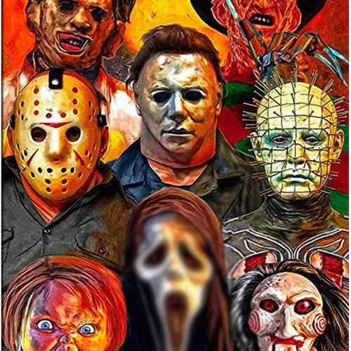 5D Diamond Painting Kits for Adults Halloween Diamond Arts Horror Diamond Painting DIY Full Round Drill for Home Wall Decor and Adults Kids Holiday Gift