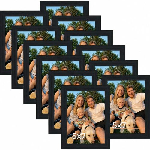5x7 Picture Frame Black 5 x 7 Photo Frames Bulk for Wall or Tabletop, 12 Pack