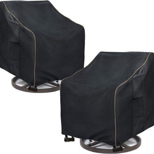 1 Outdoor Swivel Lounge Chair Cover 2 Pack,100% Waterproof Heavy Duty Outdoor Chair Covers,(33 W x 35 D x 38.5 H inches) Patio Furniture Cover for Swivel Patio Lounge Chair,Black