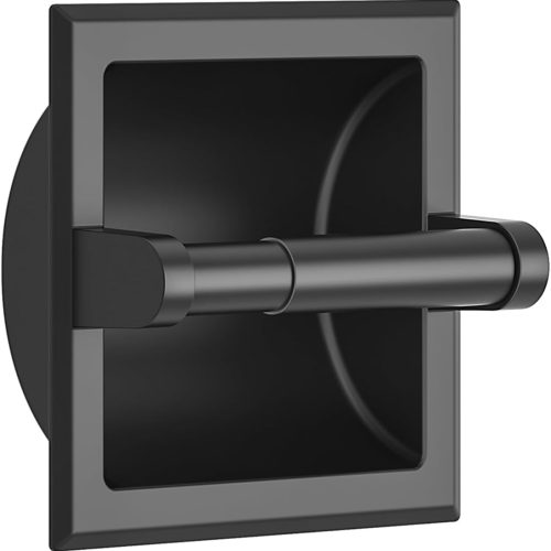 Recessed Toilet Paper Holder, Stainless Steel Durable Tissue Roll Holder Wall Mount for Bathroom Space Saving Design with Mounting Bracket, in Wall Toilet Paper Dispenser Insert, Matte Black