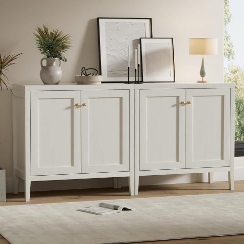 2pcs Modern Buffet Cabinet with Storage Sideboard Cabinet Wood cabinets for Kitchen,Living Room,Hallway Antique White
