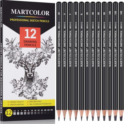 1 Drawing Sketching Pencils Set, 12 Pack Graphite Pencils(14B - 2H), Ideal for Drawing Art, Sketching, Shading, Artist Pencils for Beginners & Pro Artists