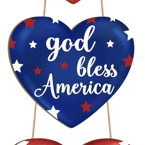 1 Wooden 4th of July Decoration Door Wreath for Front Door Sign Star Wall Signs, Independence Day Patriotic Day Wreath Welcome Memorial Day Hanging for Home Wall Decor Party 3 Size