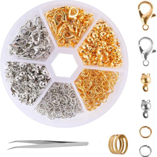 1 462 Pcs Lobster Claw Clasps for Jewelry Making Kit,Lobster Clasp Set with Open Jump Rings Connectors,Bracelet Making Kit for Jewellery DIY Craft with Jump Ring Opener and Tweezer