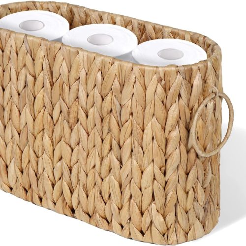 1 Toilet Paper Storage Bin, Large Storage Basket with Handles, Bathroom Accessories Organizer, Decorative Book Storage
