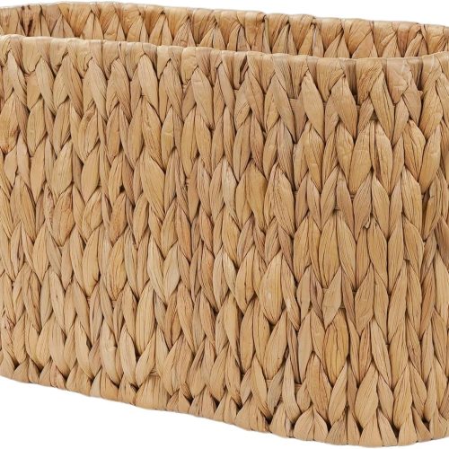 Toilet Paper Storage Basket, Water Hyacinth Toilet Paper Holder for Up to 6 Mega Rolls, Wicker Basket for Bathroom Accessories Organizer, Boho Hand Woven Rattan Decorative Decor, Natural