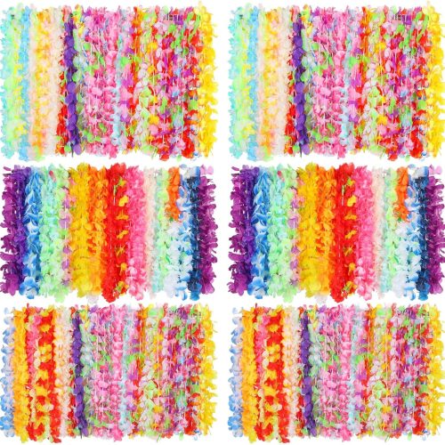 500 Pcs Hawaiian Leis Bulk Luau Leis Necklace Hawaiian Flower Tropical Floral Necklace for Adults Luau Holiday Wedding Beach Birthday Party Supplies Decor Multi Color(Bright Color)