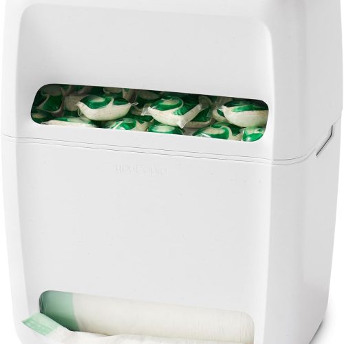 YouCopia SinkSuite Bag & Pod Dispenser, Standing Garbage Bag and Dishwasher Pod Organizer with Removable Lids for Storage, Speckled White