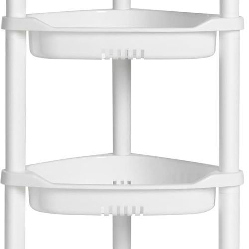 ELYKEN 4 Tier Shower Caddy Organizer Shelf Corner, 14.4 x 11.2 x 31.5 Inches, Rustproof, Plastic Shower Rack Stands for Inside Bathroom, Bathtub, Shower pan, White