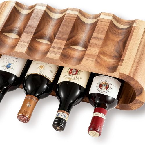 Classic Wooden Wine Rack – 8-Bottle Acacia Wine Holder Stand – Freestanding Wine Storage – Great for Home Decor No Assembly Required.