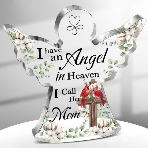 Karenhi 6 Inch Cardinal Memorial Gift for Loss of Mom, Sympathy Remembrance Decor with Red Bird, Bereavement Gift for Loss of Loved One, Angel in Heaven Table Decoration for Home Memorial Display