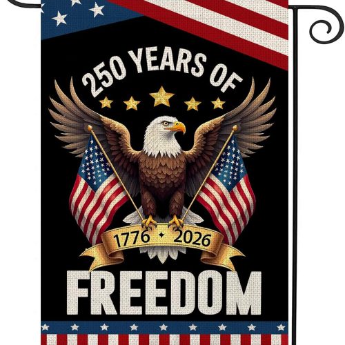250 Years Anniversary Garden Flag,250th Anniversary USA Patriotic Banner Double-Sided with Eagle Design, 1776-2026 Commemorative, 12 x 18 Inch