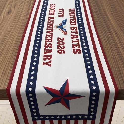 4th of July Decorations - 250th Anniversary USA Patriotic Table Runner | 1776–2026 America Merchandise Fourth of July Accessories Decor for Home Indoor Outdoor Party Supplies