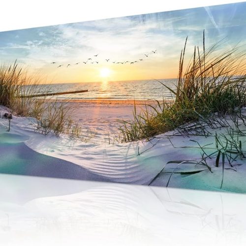 Wapluam Canvas Wall Art For Living Room Wall Decor For Bedroom Blue Sea Beach Scenery Wall Paintings Poster Prints Artwork Office Decorations Ocean Seascape Pictures Modern Room Home Decor 40X20 in