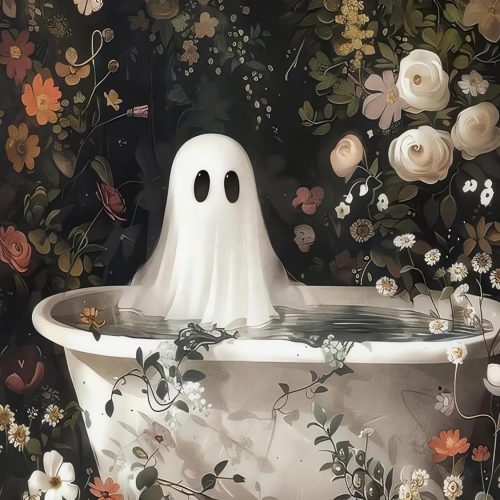 GOUOYANA Halloween Diamond Art Kits for Adults,5D Diamond Art of Ghosts Bathing in The Flower Forest,DIY Full Drill Diamond Painting Gem Art and Crafts,Home Wall Decor (12x16 Inch)