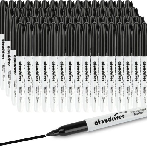 cloudriver Permanent Markers, 148 Pack Black Permanent Markers Set, Fine Point, Bulk Permant Markers Work on Wood, Plastic, Metal, Stone, Glass