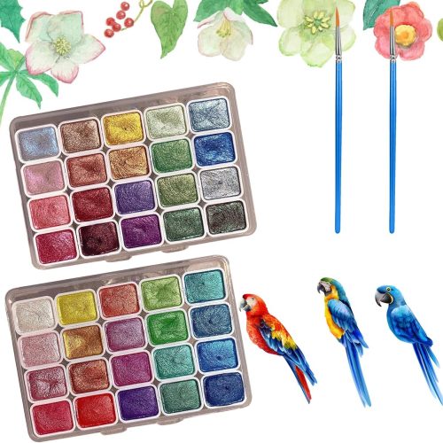 2pc Forestry Shifting Watercolor Set - Shimmer Metallic and Color Shifting Paint - Complete Colorful Kit for Art