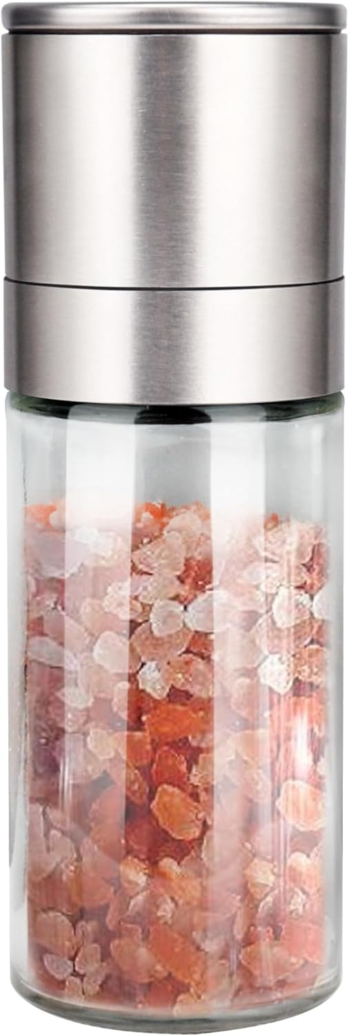 1 Salt Grinder Pepper Mill, Refillable, Adjustable Coarseness Black Pepper Grinder, Stainless Steel Sea Salt Shaker with Ceramic Rotor(Seasoning not included)