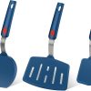 Silicone Spatula Turner Set of 3, Heat Resistant Large Wide Spatula for Pancake, Silicone Fish Spatulas Flipper for Cooking & Non-stick Cookware, BPA Free Rubber Cooking Untensil Set