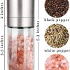 2 Salt Grinder Pepper Mill, Refillable, Adjustable Coarseness Black Pepper Grinder, Stainless Steel Sea Salt Shaker with Ceramic Rotor(Seasoning not included)
