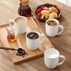 Coffee Mugs Set of 4, 16 Oz Ceramic White Cups with Handles, Embossed Cups for Latte Cappuccino Mocha, Dishwasher Microwave Safe, Gift Set for Coffee Lovers