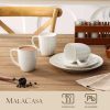Coffee Mugs Set of 4, 16 Oz Ceramic White Cups with Handles, Embossed Cups for Latte Cappuccino Mocha, Dishwasher Microwave Safe, Gift Set for Coffee Lovers