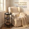 CT0426051JS_3 Small Round Side Table with Charging Station for Small Spaces, 3-Tier Accent Table with USB Ports & Power Outlets, Sofa Corner Tea Table for Living Room Nightstand Bedroom Apartment (Black)