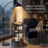 CT0426051JS_4 Small Round Side Table with Charging Station for Small Spaces, 3-Tier Accent Table with USB Ports & Power Outlets, Sofa Corner Tea Table for Living Room Nightstand Bedroom Apartment (Black)