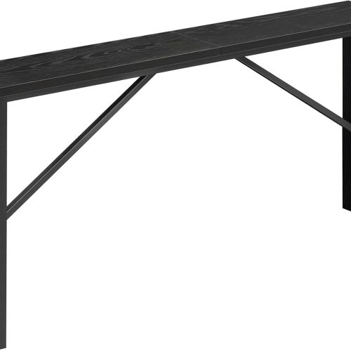 MAHANCRIS Console Table, 62.2" Long Sofa Table Behind Couch, Narrow Entryway Table, Farmhouse Dining Table with Angled Metal Frame, Industrial Console Table for Entryway, Black CTHB15801