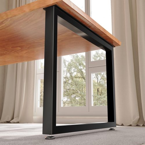 Giantjellies Square Shape Heavy Duty Metal Table Legs Set of 2, 28" H×35" W Black Iron Table Legs with Adjustable Foot Pads,1000LBS Load Capacity for Desk/Dining Table/Bench