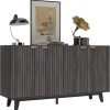 CT0426837JS_1 HOMCOM Fluted Sideboard Buffet Cabinet, 55" Modern Accent Console Cabinet with 4 Doors, 2 Adjustable Shelves and 5 Wood Legs, Dark Gray