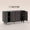 CT0426837JS_3 HOMCOM Fluted Sideboard Buffet Cabinet, 55" Modern Accent Console Cabinet with 4 Doors, 2 Adjustable Shelves and 5 Wood Legs, Dark Gray