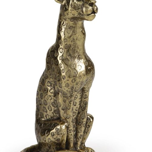 Signature Design by Ashley Vallain Industrial Glass Tabletop Accent Table with Leopard Base, Metallic & Glass