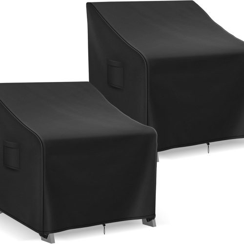 Richwon Adirondack Chair Covers Waterproof, Lawn Outdoor Chair Covers 2 Pack, Patio Chair Covers for Outdoor Furniture Fits up to 32W x 37D x 36H inches, Black