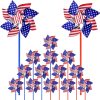 Memorial Day Decorations 4th of July Decorations for Home Outdoor Patriotic Pinwheels,Fourth of July Decorations Patriotic Independence Day Party Supplies Favors,Wind Spinner for Garden 16 PCS