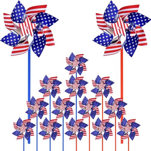 CT0439003JS_1 Memorial Day Decorations 4th of July Decorations for Home Outdoor Patriotic Pinwheels,Fourth of July Decorations Patriotic Independence Day Party Supplies Favors,Wind Spinner for Garden 16 PCS