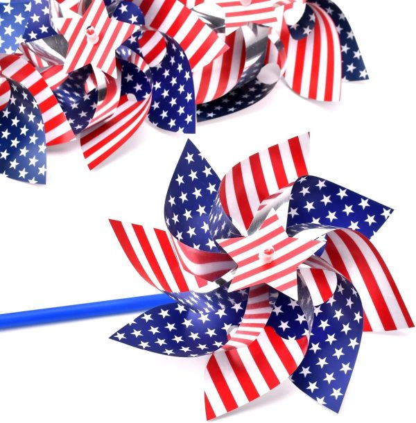 Memorial Day Decorations 4th of July Decorations for Home Outdoor Patriotic Pinwheels,Fourth of July Decorations Patriotic Independence Day Party Supplies Favors,Wind Spinner for Garden 16 PCS