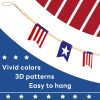 5.1 FT 4th of July Patriotic American Flag Wood Bead Garland Banner - Independence Day Decorations for Fireplace Mantle, Red White Blue Decor for Memorial Day, Veterans Day & Party Supplies