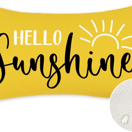 CTD-GR-1875GK_1 TAJWE Hello Sunshine Throw Pillow Cover 12x20 Inch Yellow Outdoor Waterproof Spring Summer Pillowcase Farmhouse Decorative Lumbar Cushion Case for Sofa Couch Patio Porch Decor