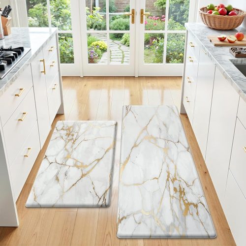 CTD-GR-2115GK_1 StepLively Kitchen Rugs and Mats, 2-Pack Low Profile Slip Resistant Kitchen Mats for Floor, in Front of Sink and Stove-17.3"*30"+17.3"*47"