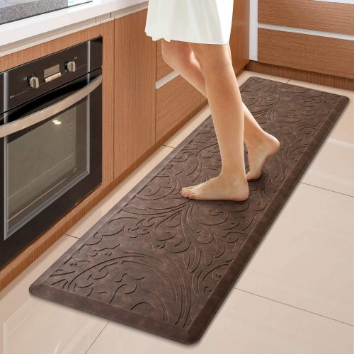 CTD-GR-2121GK_1 KMAT Kitchen Mat Cushioned Anti-Fatigue Waterproof Non-Slip Standing Mat Ergonomic Comfort Rug for Home,Office,Sink,Laundry,Desk 17.3" (W) x 60"(L),Brown