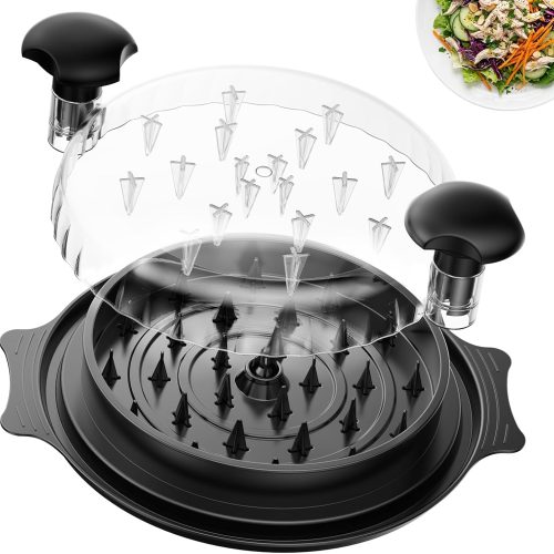 CTD-GR-559GK_1 10" Chicken Shredder with Tray, Large Meat Shredder Tool Twist with Brush,BPA Free Meat Grinder, Visible Chicken Shredder Machine, Strong Anti-Slip Strip, Suitable for Pork, Beef, Chicken (Black)