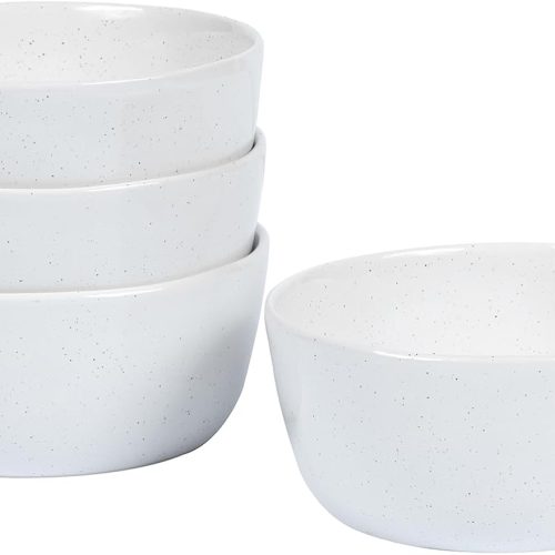 CTD-GR-594GK_1 6inch Ceramic Bowl Sets,Stoneware Kitchen Bowl,Porcelain Bowls Set of 4 for Soup, Cereal, Oatmeal, Fruit, Rice - Dishwasher & Microwave Safe,White