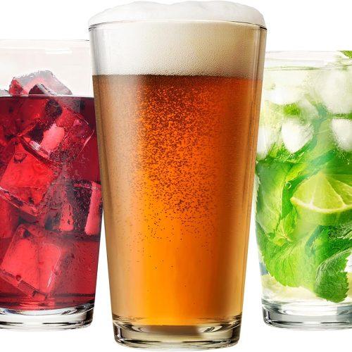 CTD-GR-707GK_1 Drinking Glasses Set of 12-16 oz Glass Cups - Pint & Beer Glasses - Dishwasher Safe Water Glasses - Highball Tumblers