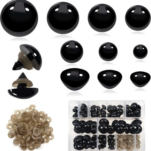 TOAOB 100pcs Large Safety Eyes and Noses Crafts Doll Eyes with Washers 12mm to 30mm Black Plastic Safety Eyes for Amigurumis Crochet and Stuffed Animals Bears Making