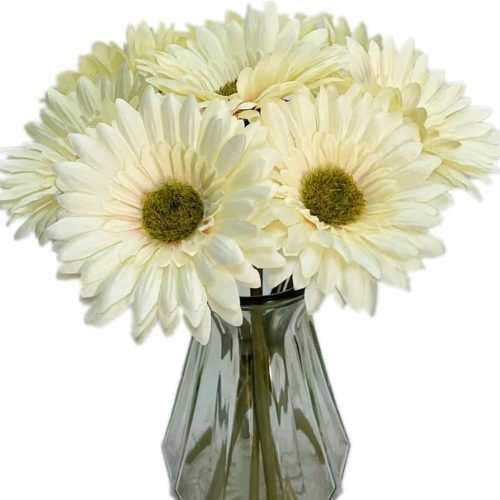 Artificial Gerbera Daisy Silk Flowers, Cream White, 10PCS | Faux Flower, Party Decor, Home Kitchen Garden Wedding