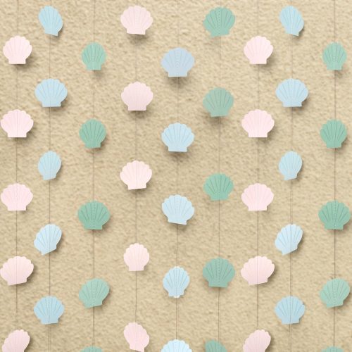 1 Cheerland Seashell Garland Sea Shell Party Decorations Under the Sea Party Decor Hanging Banner for Pastel Mermaid Decor Ocean Decor Themed Birthday Decorations Beach Baby Shower Supplies Pack of 6