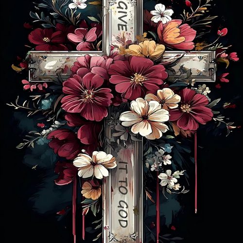 EIBEILI Religious Cross Diamond Art Kits for Adults,Flower Cross 5D Diamond Painting Kits for Beginners,DIY Round Full Drill Painting with Gem Art Craft Kits for Home Wall Decor 12x16inch